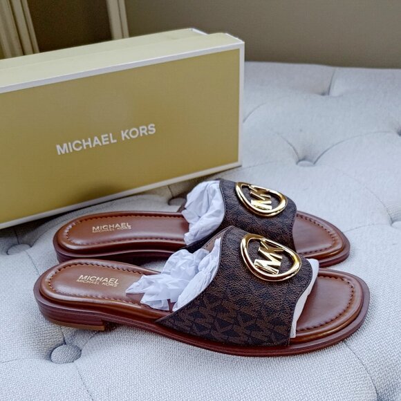 Michael Kors Hannah Signature Logo Slide Sandal US8 49S5HNFS1B - Picture 5 of 11